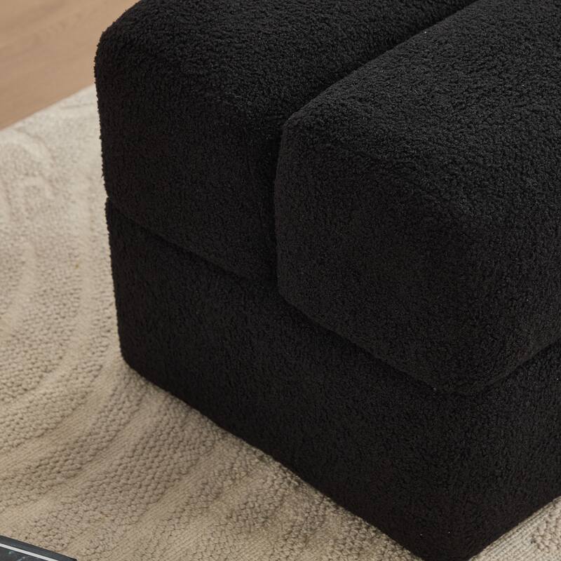 SEYNAR Modern 16.5''Faux Sherpa Square Cube Otttoman