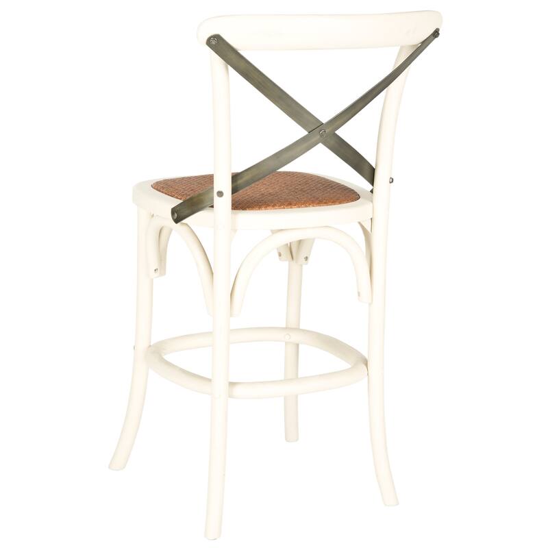 SAFAVIEH Doris 24-inch x-Back Antique White Counter Stool - 20Wx22Dx39H