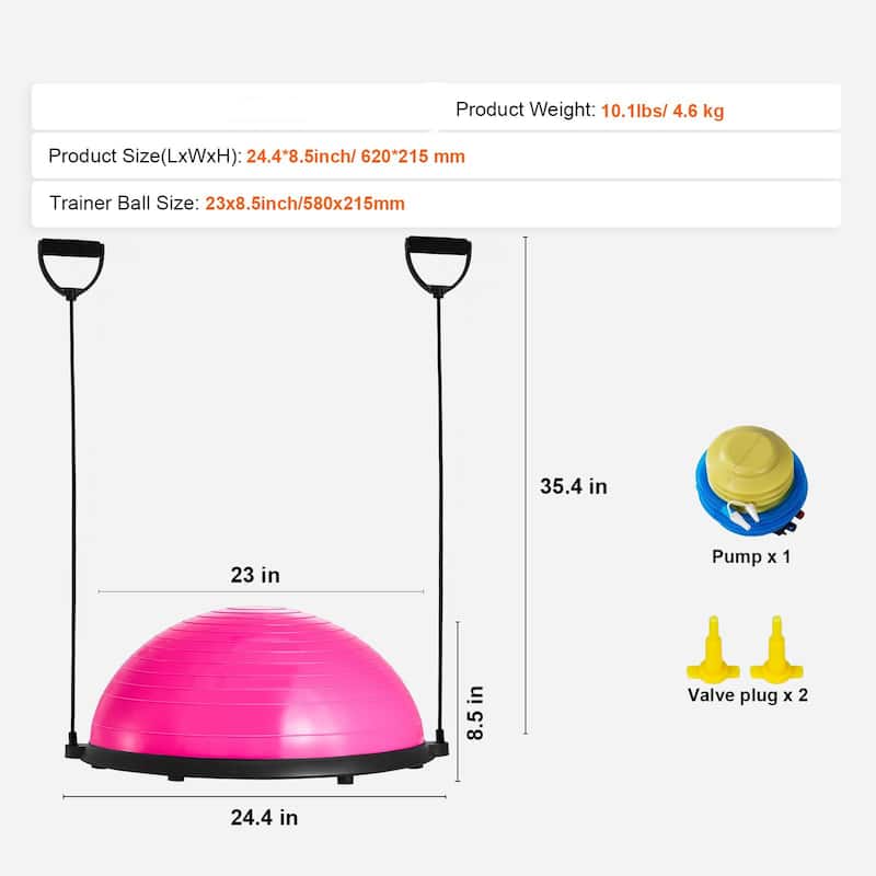 Half Balance Ball Trainer 23" for Full Body Workout, Home Gym Fitness