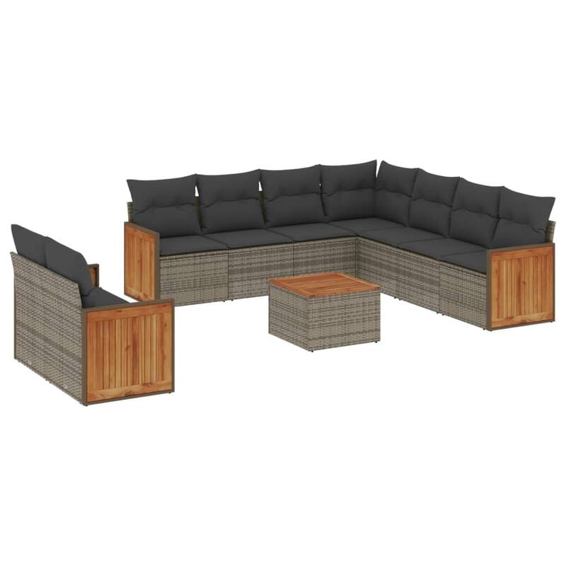 vidaXL Patio Sofa Set with Cushions Outdoor Conversation Furniture Poly Rattan