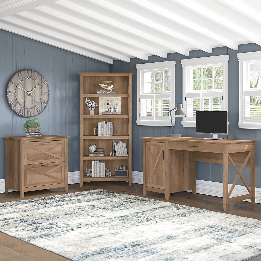 Key West 54W Computer Desk with Cabinet and Bookcase by Bush Furniture