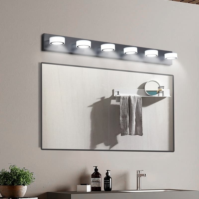 Sleek Black LED Vanity Light – Modern Wall-Mounted Bathroom Fixture for Mirrors & Showers‌