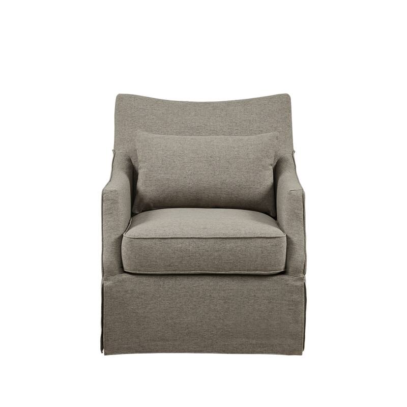 Martha Stewart London Upholstered Skirted Swivel Armchair with Lumbar Pillow