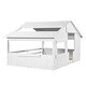 preview thumbnail 36 of 38, Wood House Bed with Roof & Door, Window and Guardrail
