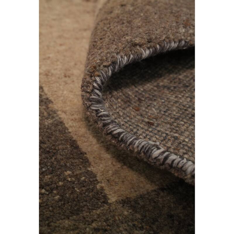 Hand Knotted Oriental 100% Wool Carpet Modern Modern Beige & Ivories Gabbeh Runner Rug - 4' 6'' X 2' 3''