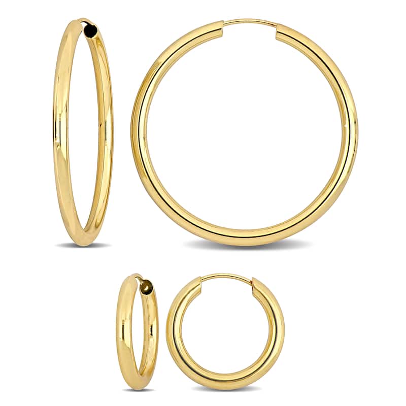Miadora 15mm 30mm Hoop 2-Piece Set Earrings 14k Yellow Gold
