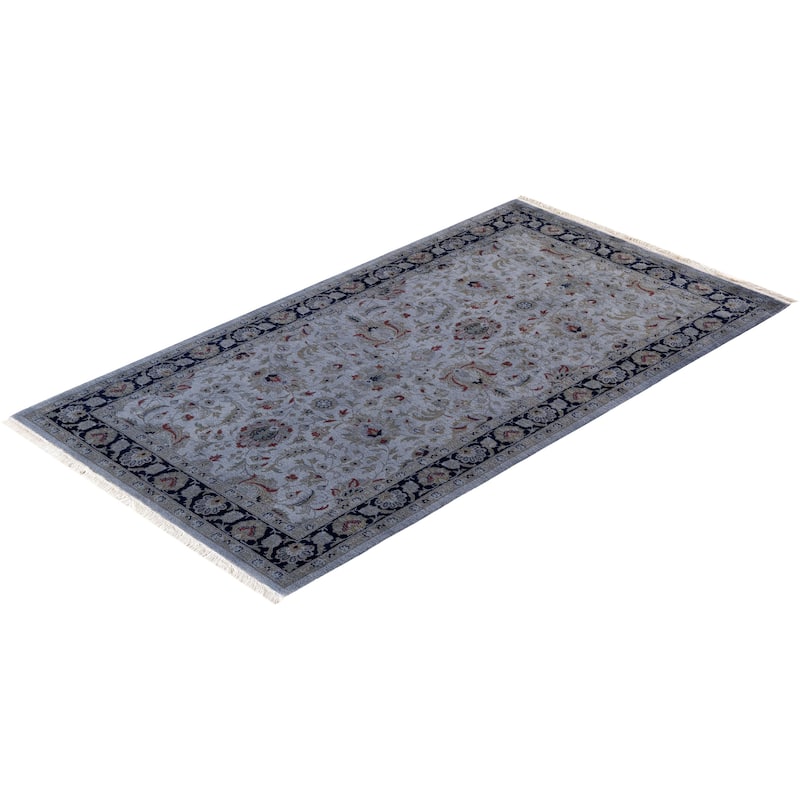Overton Hand Knotted Wool Vintage Inspired Modern Contemporary Overdyed Gray Area Rug - 3' 1" x 5' 5"