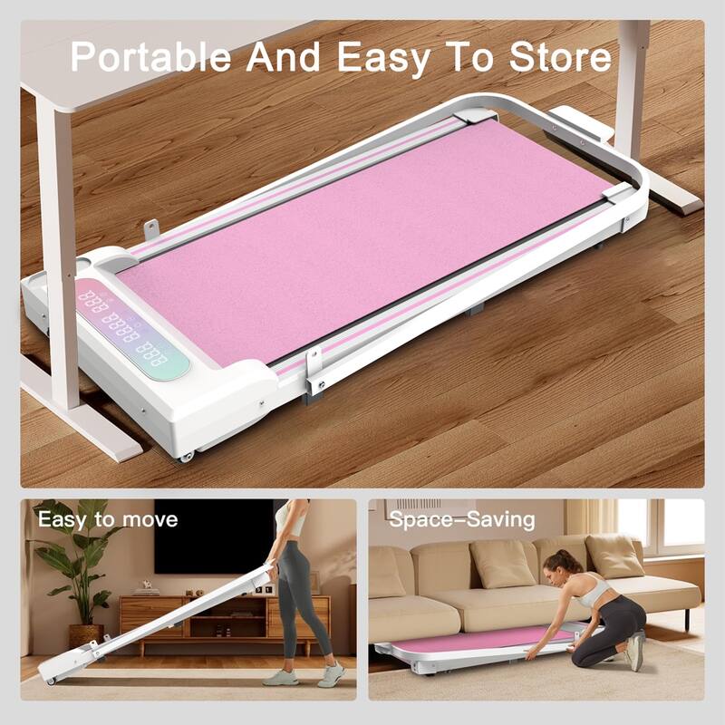 Under Desk Treadmill,Walking Pad, 2 in 1 Portable Treadmill with Handle Remote Control LED Display, Walking Jogging Machine