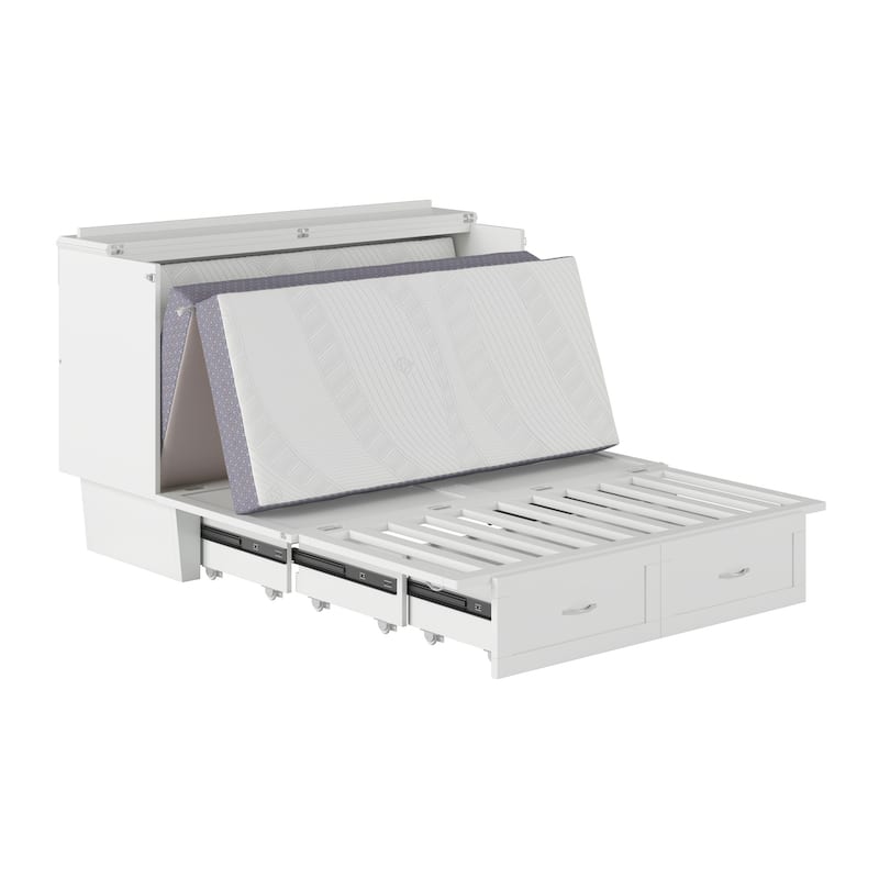 Monroe Queen Murphy Bed Chest with Mattress and Built-In Charger