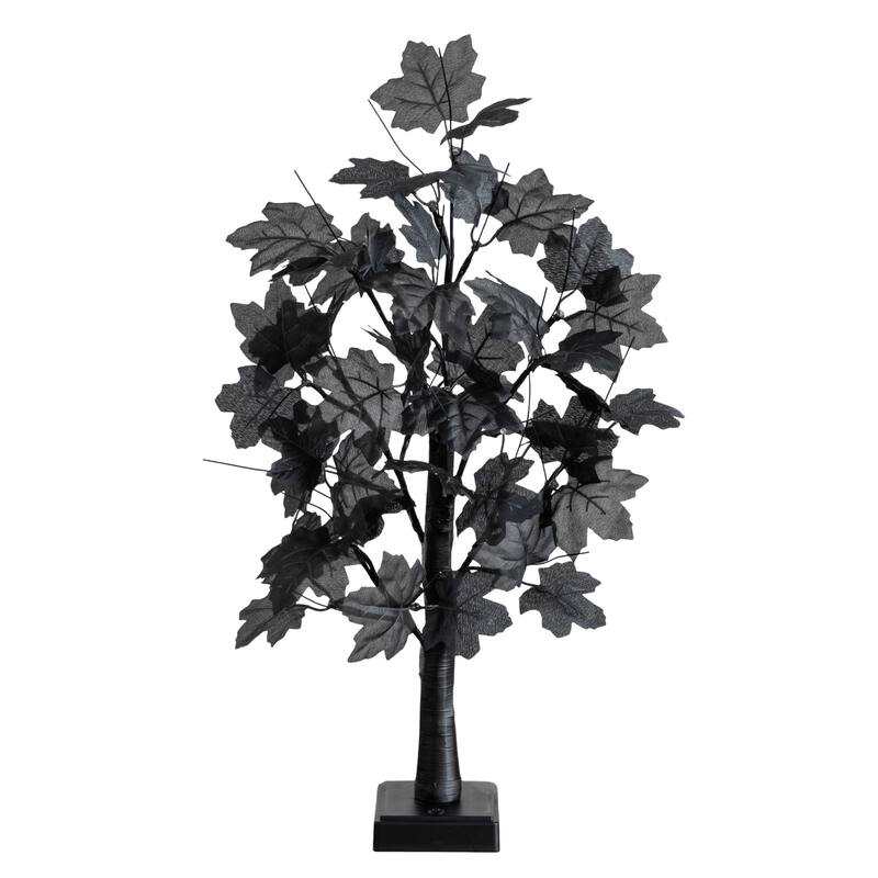 Pre-Lit Maple Artificial Halloween Black Tree - 2' - Orange and Purple LED Lights