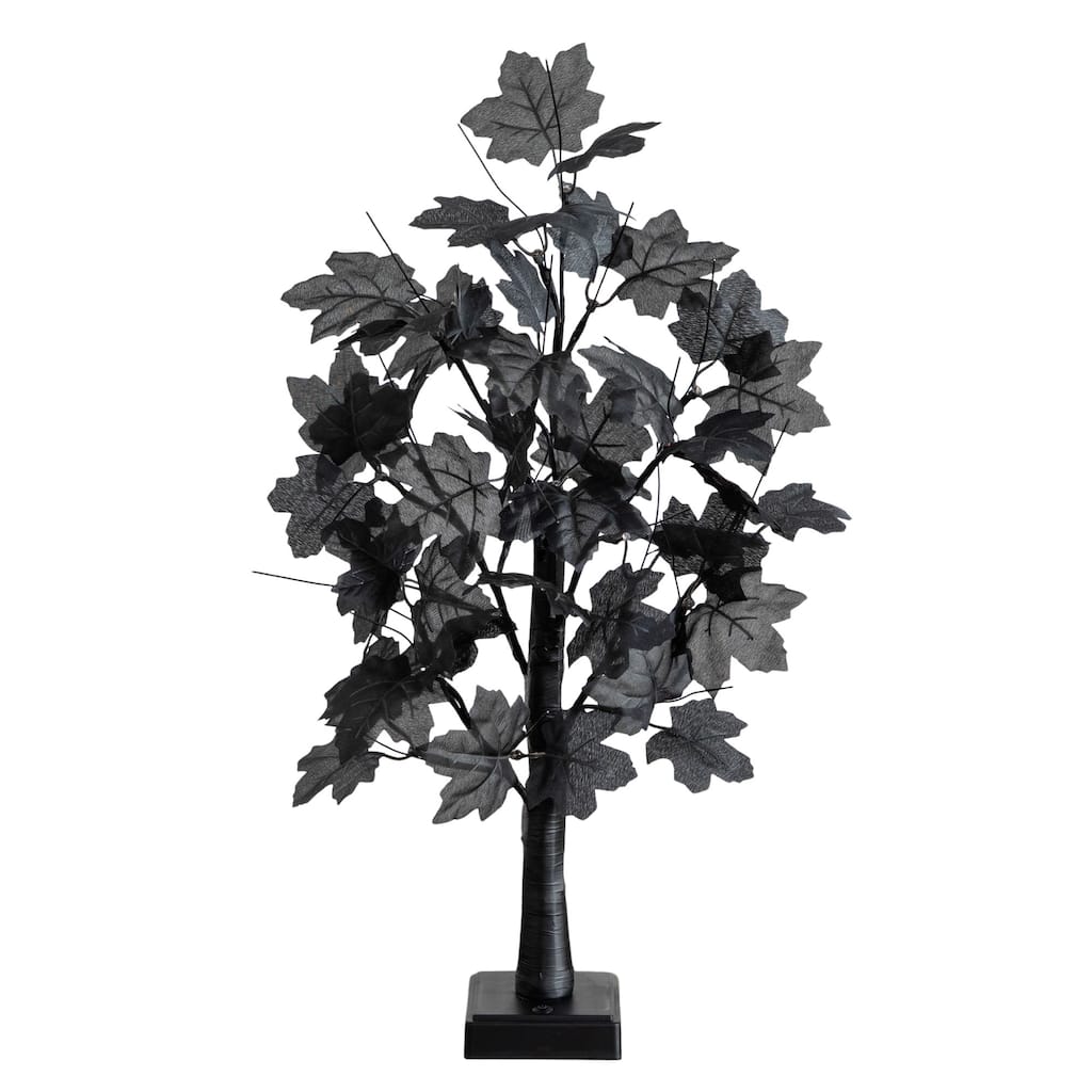 Pre-Lit Maple Artificial Halloween Black Tree - 2' - Orange and Purple LED Lights