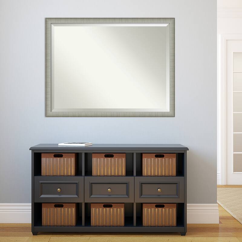 Beveled Wall Mirror - Elegant Brushed Bronze Narrow Frame
