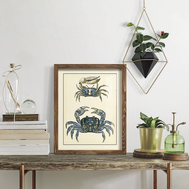 Antique Blue Crabs II -Framed Print w/glass-Cherry Red