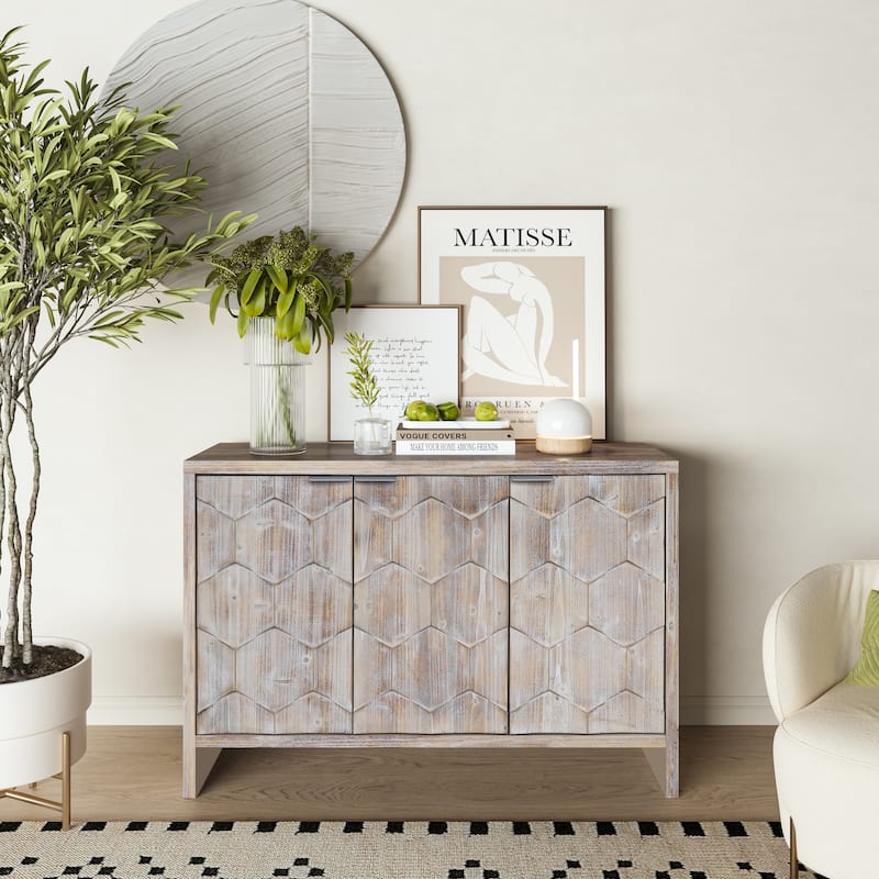 Farmhouse Style Wooden Sideboard Buffet Server Cabinet with Doors