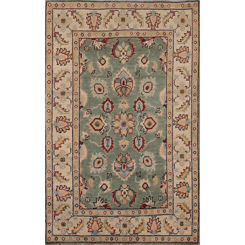 Green Oushak Oriental Accent Rug Hand-Knotted Wool Carpet - 3'3" x 5'2"