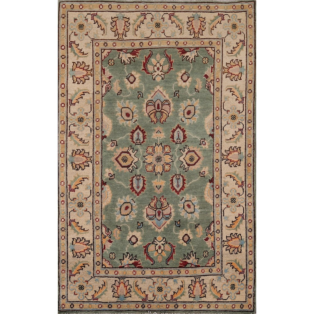 Green Oushak Oriental Accent Rug Hand-Knotted Wool Carpet - 3'3" x 5'2"