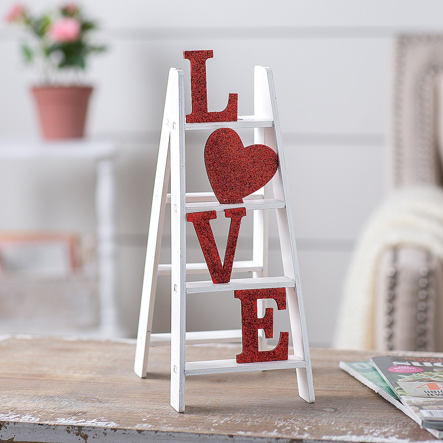 Valentine Ladder Tabletop Decoration, Valentine's Day, Home Decor, 1 Piece