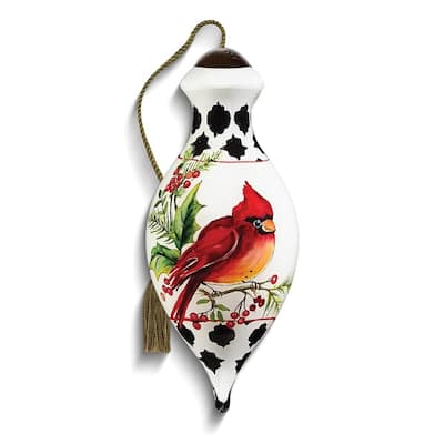 Curata Peace Cardinal Season of Peace By Susan Winget Hand-Painted Glass Ornament