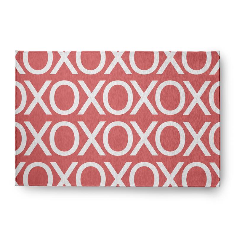 Hugs and Kisses Valentines Chenille Rug - Coral - 4' x 6'