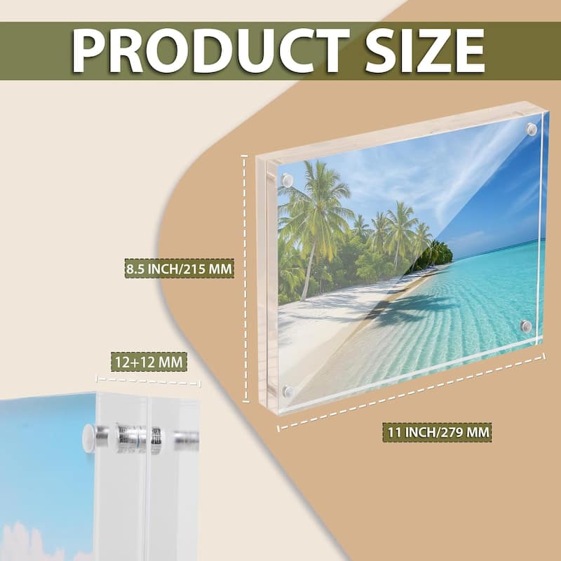BP4U 8.5x11 Acrylic Picture Frames, Tabletop Magnetic Freestanding Photo Frames for Hoem/Office Desktop Display