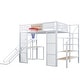 preview thumbnail 16 of 22, Full Size Metl Loft Bed with Open Wardrobe, Slide and Bulit-in Desk, Kids Loft Bedframe with Basketball Hoop and Storage Shelves