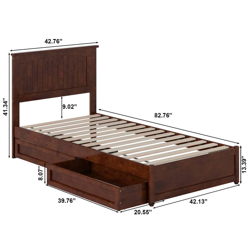 Malta Platform Bed with Panel Footboard and Storage Drawers