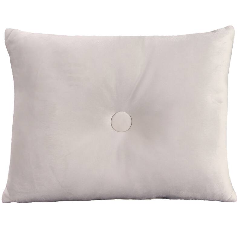 20" x 14" Solid Tufted Indoor Lumbar Throw Pillow with Button - White