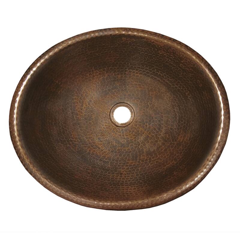 Rolled Classic Hand Hammered Copper Drop-in Oval Bathroom Sink
