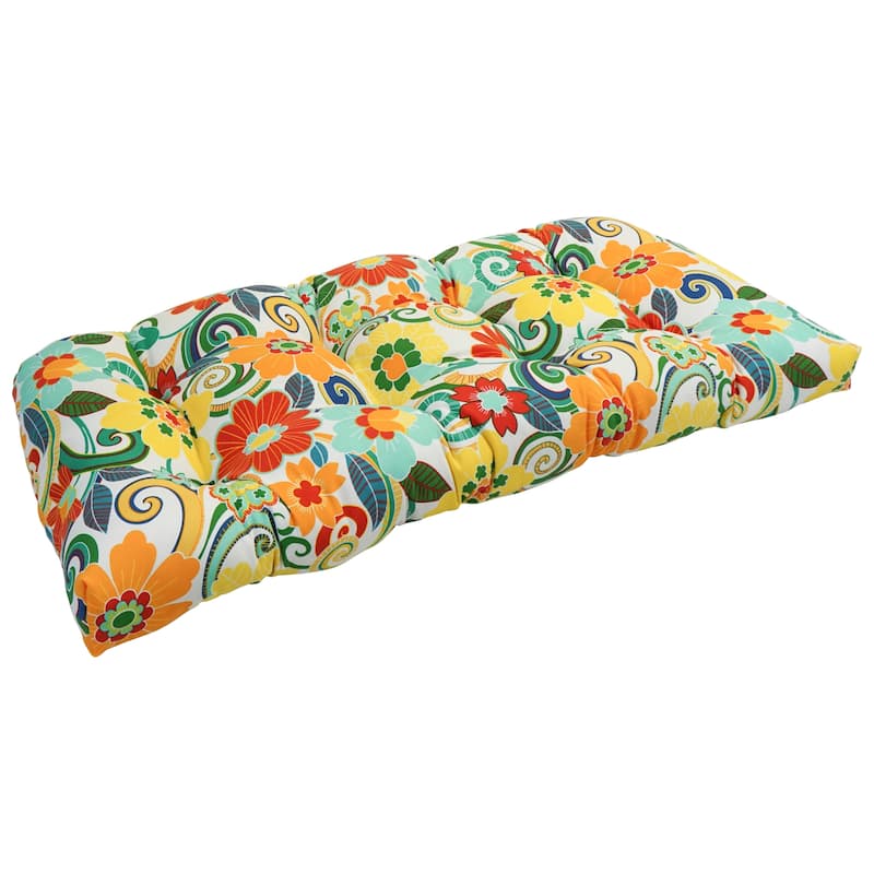 42-inch Rounded Back Tufted Outdoor Loveseat/Bench Cushion