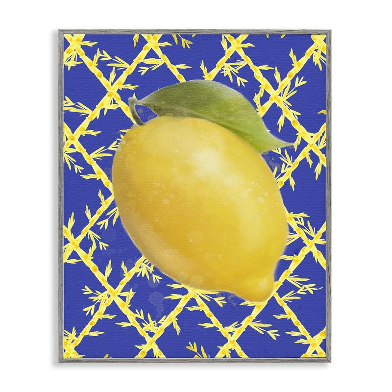 Stupell Bold Lemon over Blue Framed Giclee Art Design By Matthew Piotrowicz - 11 x 14 - Grey
