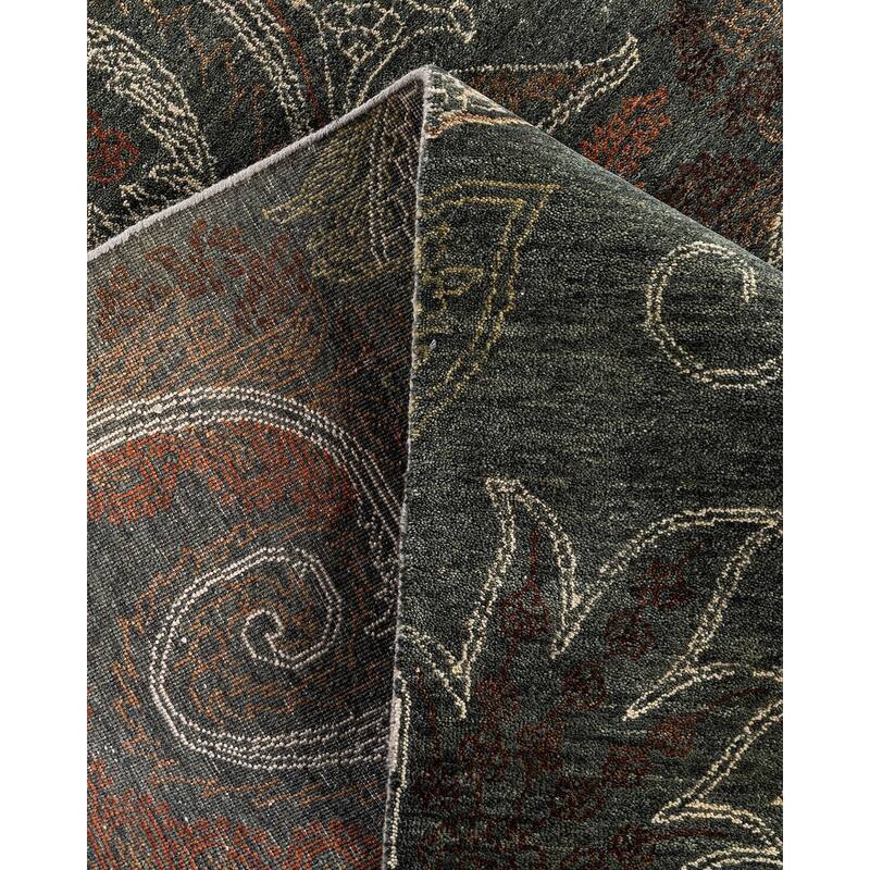 Ikat One-of-a-Kind Hand-Knotted Area Rug - Gray, 7' 10" x 10' 0" - 7' 10" x 10' 0"