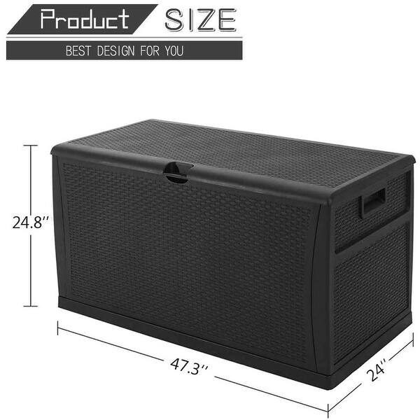 dimension image slide 3 of 2, SUNCROWN 120 Gallon Deck Box Outdoor Resin Wicker Storage Container