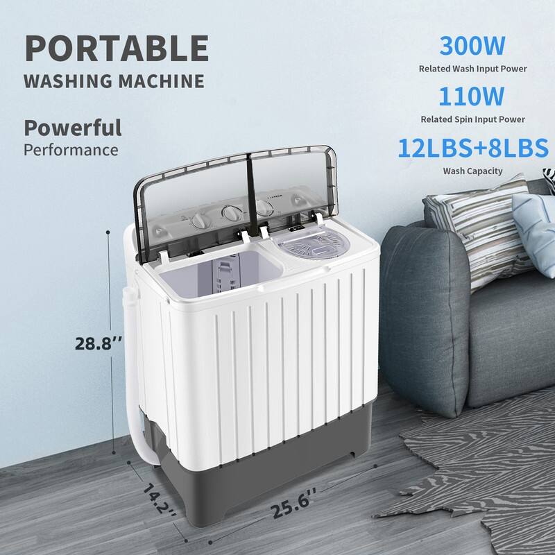 Jeremy Cass Portable Washing Machine, 17.6 lbs Mini Compact Twin Tub