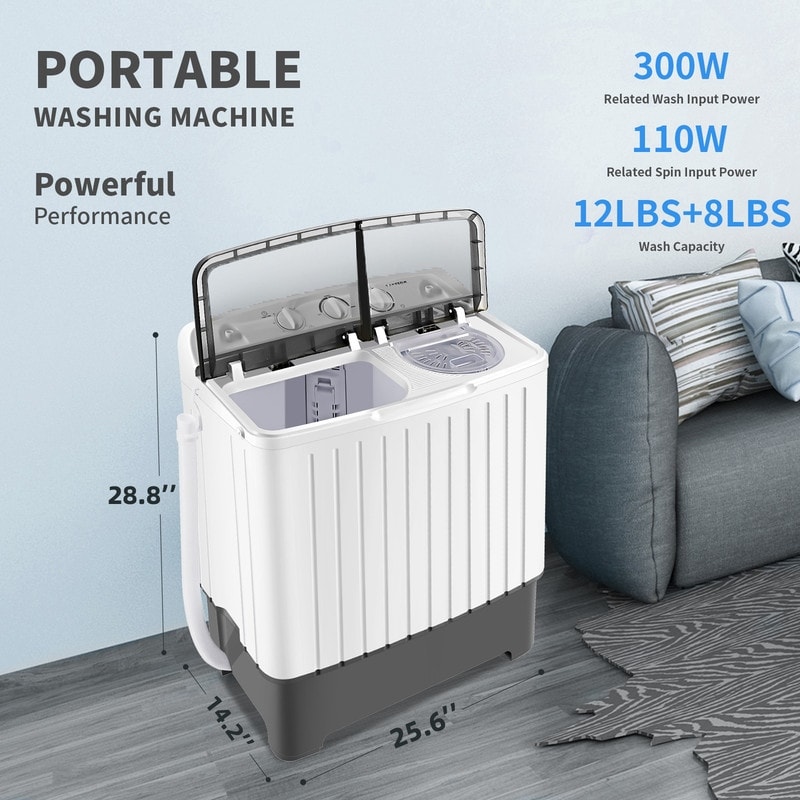 Portable mini compact twin tub washing machine washer spin dryer 17.6 lb clearance