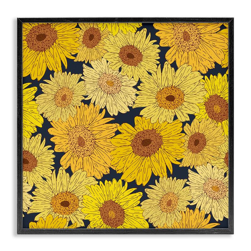 Stupell Charming Country Sunflowers Pattern Framed Giclee Art Design By Sazerelli Designs - 17 x 17 - Black