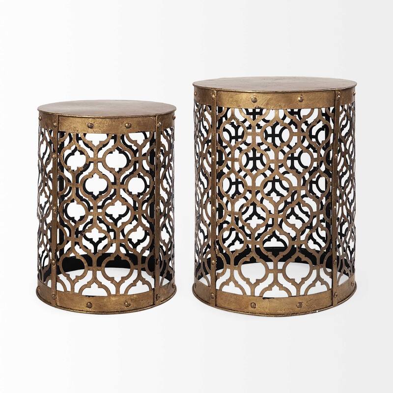 HomeRoots Set of Two 20" Gold Round End Table - 15.00 in. x 20.00 in. x 15.00 in.