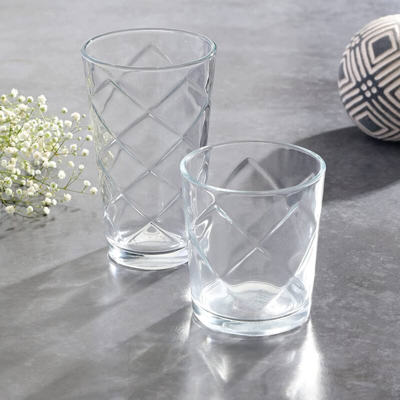 Gibson Home Lattice 4 Piece 16 Oz Glass Tumbler Set