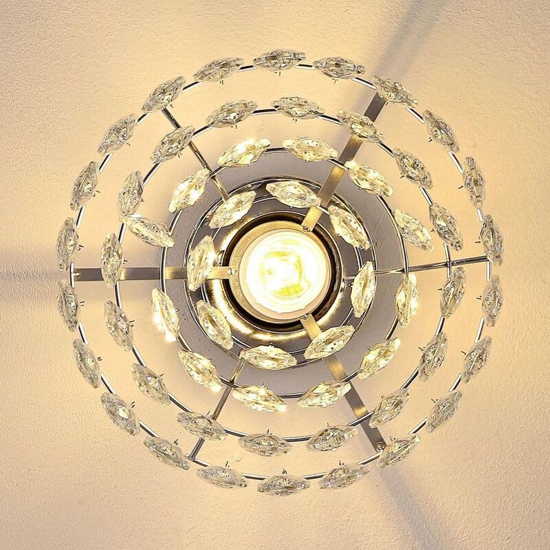 WINGBO Small Crystal Ceiling Light Fixture Mini Semi Flush Mount...