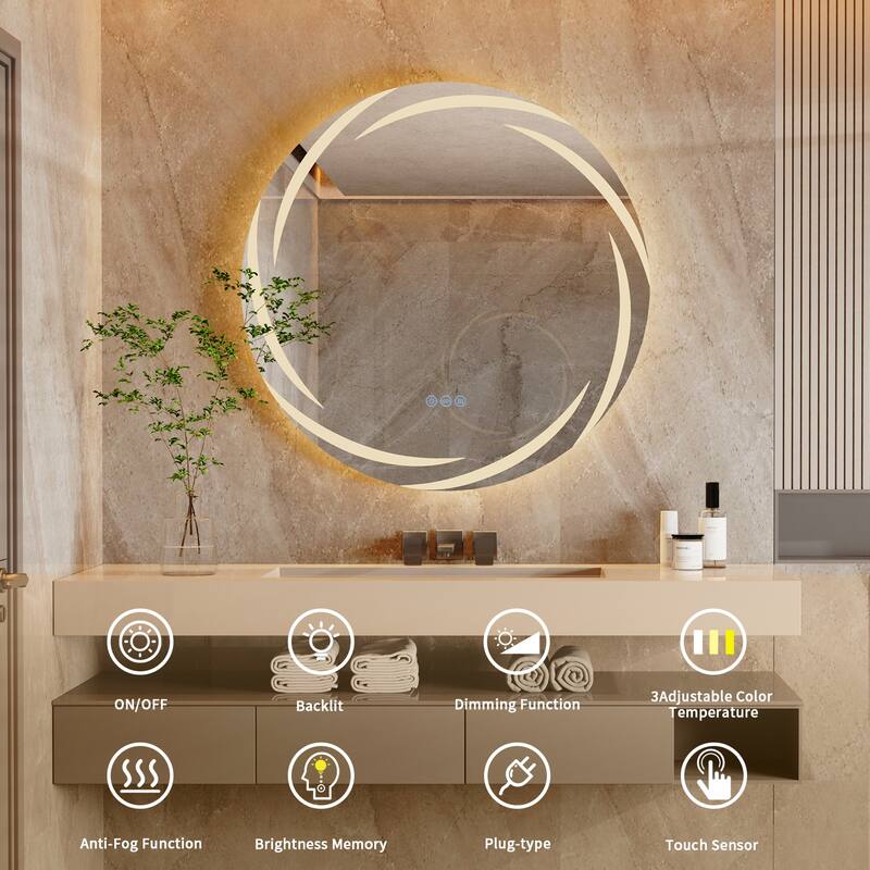 Waterproof Anti Fog LED Bathroom Mirror With Touch Button
