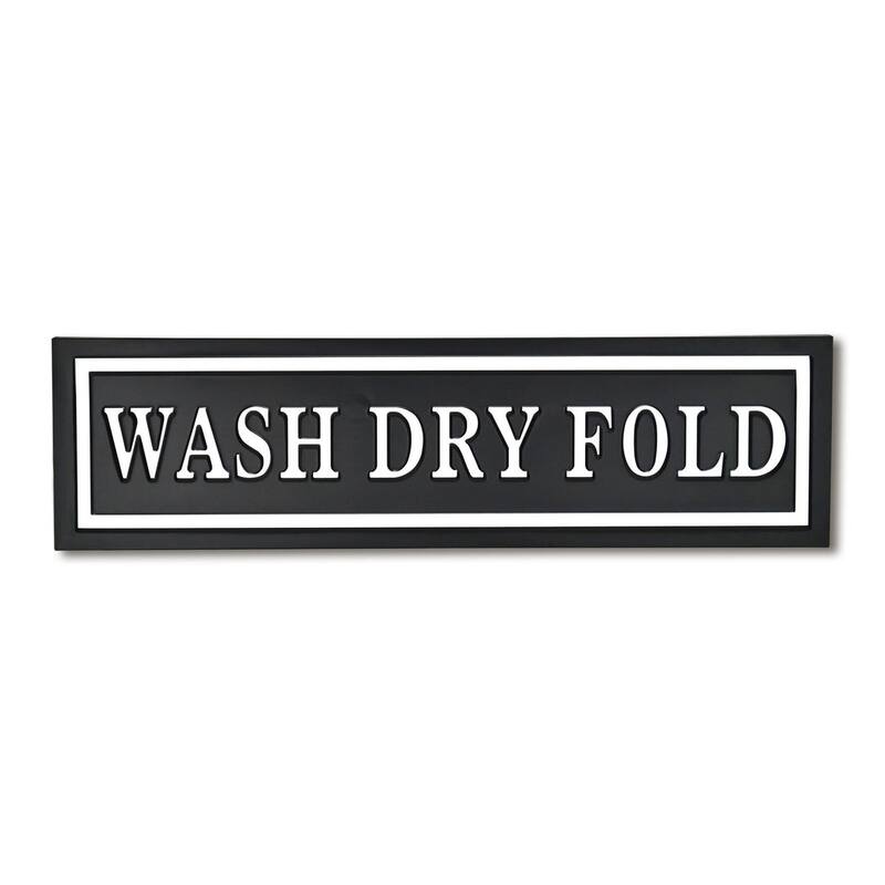 HomeRoots 10" X 36" Black And White Wash Dry Fold Metal Wall Decor