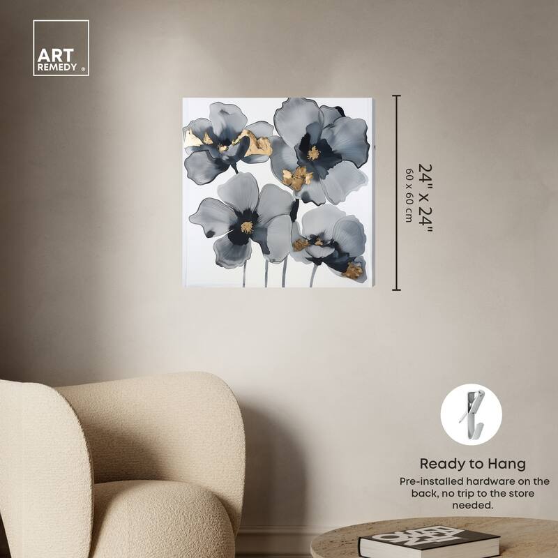 Art Remedy Drama Flora Gallery Wrapped Floral Fine 1 Piece Canvas Wall Art