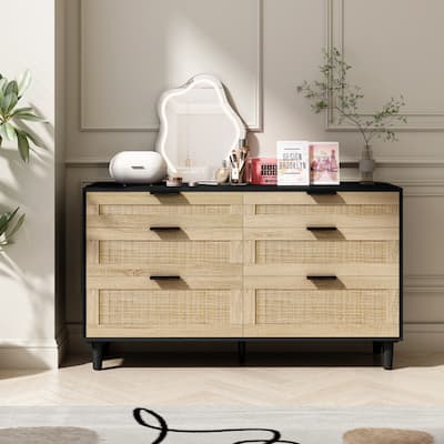 Dresser Buffet Storage Cabinet with Metal Handle & Wood Legs
