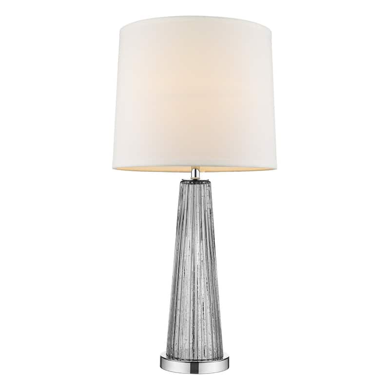 29-Inch Glass Buffet Lamp with Empire Fabric Shade for Living Room - Silver