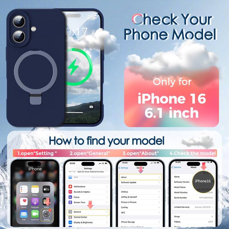 iPhone 16 Case, Liquid Silicone, Moisturizing Factor, Extreme Soft Slim Phone Case with Stand Compatible with MagSafe 6.1 inch