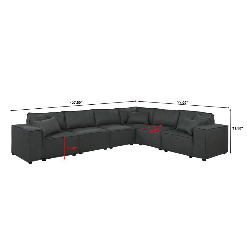 Oversized L Shaped Linen Upholstered Sectional Sofa