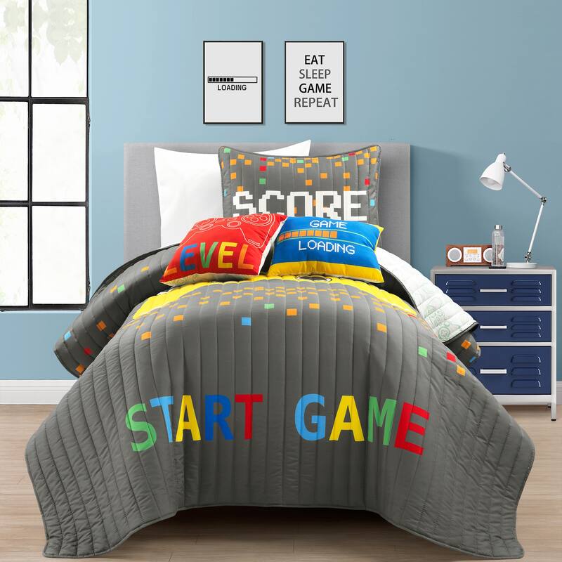 Lush Decor Video Games Kids 5-piece Quilt Set - Gray/Yellow - Twin