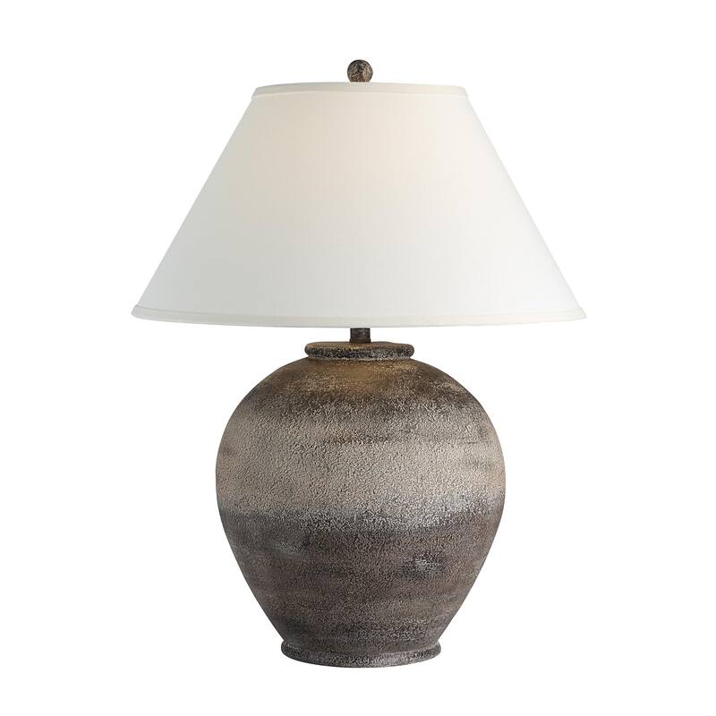 Rustic Table Lamp with Tapered Drum Shade - 29" - Brown and Beige