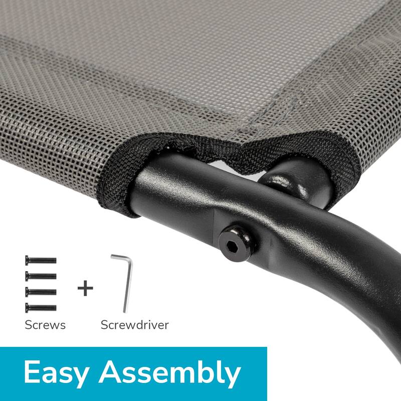 Grey Large Elevated Dog Bed with Powder Coated Steel Frame Perfect for Indoor and Outdoor