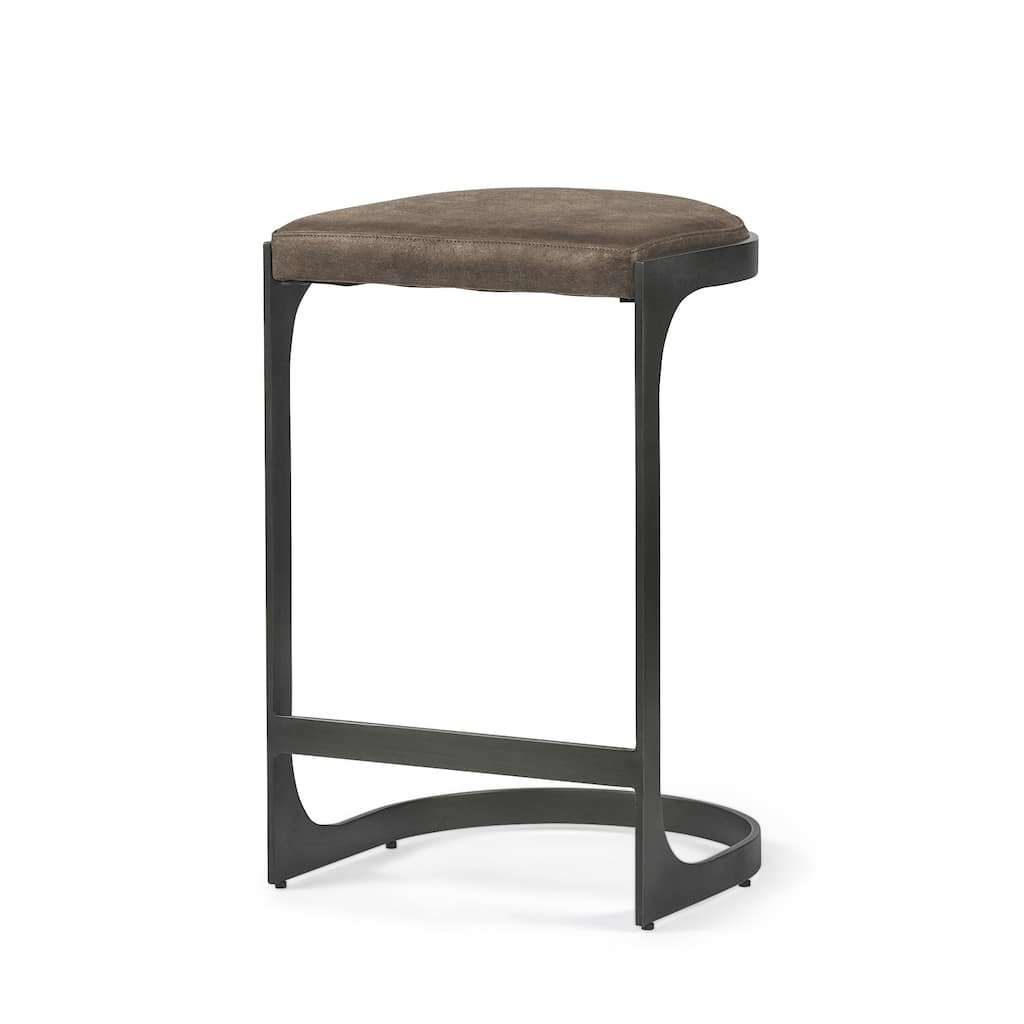 29 Inch Backless Bar Chair with Suede Leather Seat and Footrest Metal Legs Dining Room Accent - 28”H x 18”W x 17.25”D