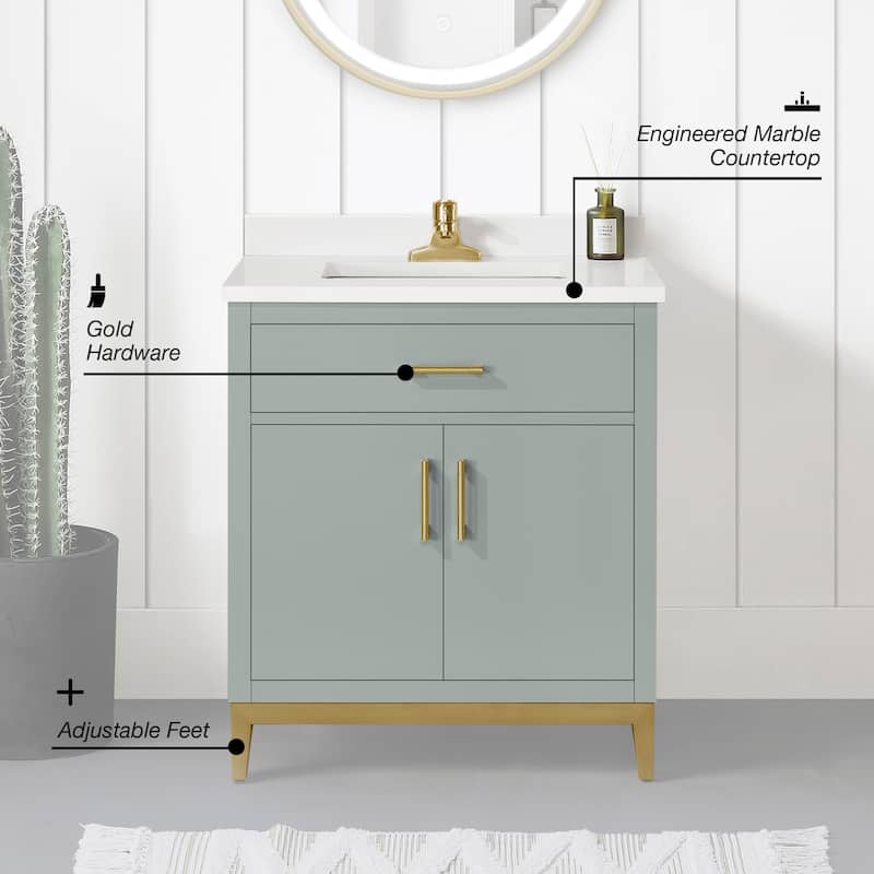 Ove Decors Diya 30 in. Single Sink Bathroom Vanity in Sage Green